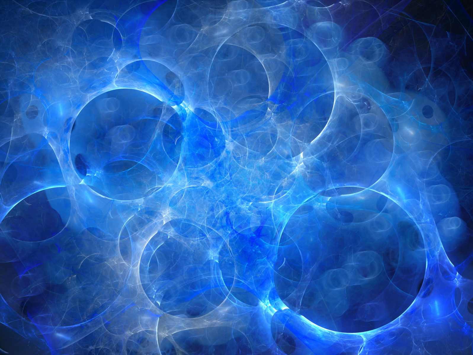 Blue glowing multiverse in space