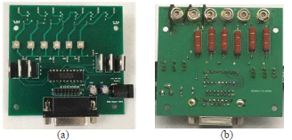 Fig. 3. - (a) Top of control board (b) bottom of control board with laser diodes attached at the top